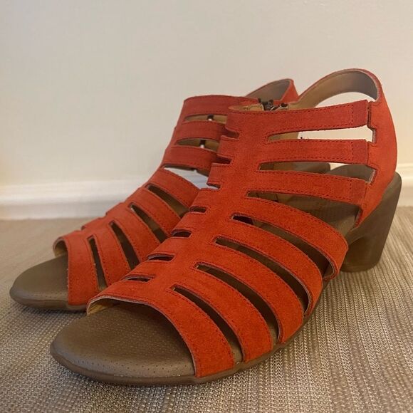 Eric Michael Red/Orange Suede Lara Strappy Sandal Made in Portugal Sz 41EU 9.5US - Picture 12 of 16